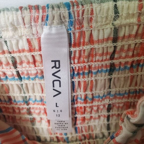 RVCA Plaid Crop Top Multicolor Tie Front Size Large - Picture 6 of 7